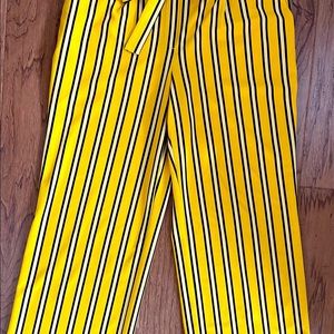 Yellow with black and white striped Palazzo pants